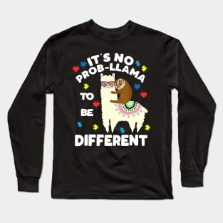 Sloth Llama Autism Awareness shirt for boy girl teacher Long Sleeve T-Shirt